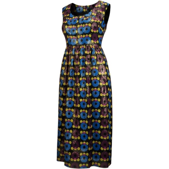 Anna Sui Dresses & Skirts - Anna Sui Metallic Geo dot vtg Print Sleeveless Shift Dress Size 1